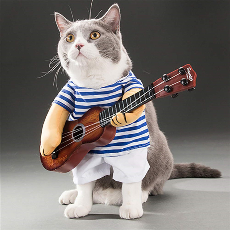 Pet Guitar Player Dog Costumes, Halloween Cosplay Party Funny Dog Clothes, Christmas Fashion Pet Clothes