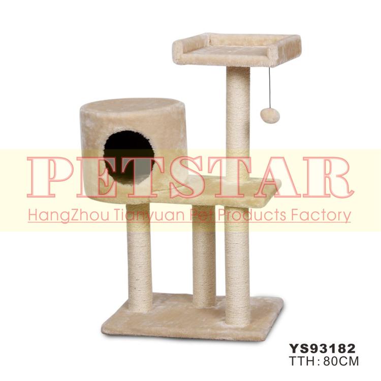 High Quality Sisal Cat Scratcher Post,OEM Soft Polyester Fabric Wood Cat Scratching Tree