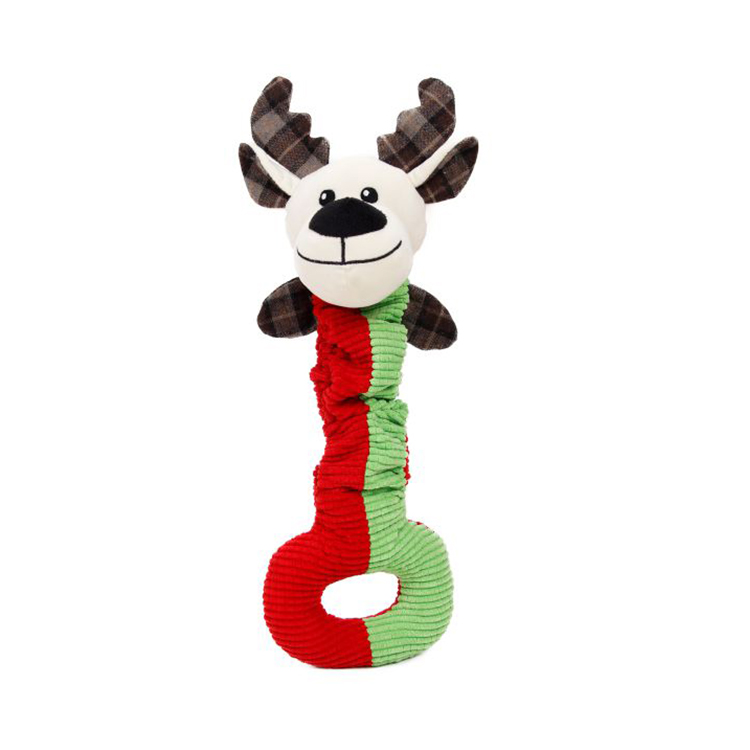 Custom Shape Pp Cotton Christmas Plush Pet Dog Toy With Hole