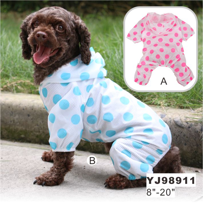 Wave Point Printed Translucent Rash Guards Small Dog Clothing Hoodie, Pet T-shirt