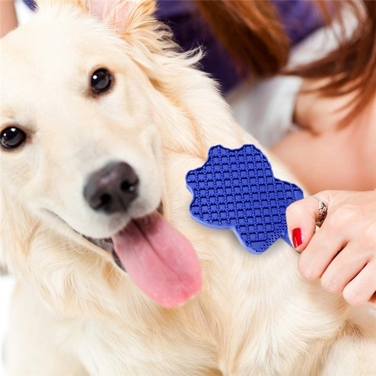 Grooming Tools Dog Pet Hair Remover Brush, Double Sided With Handle Soft Silicone Pet Brush