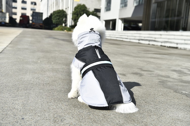 New LED Light Strip Zipper on the Back Dog Jacket, Heat-reflecting Fabric Reflective Piping Pet Clothes Winter