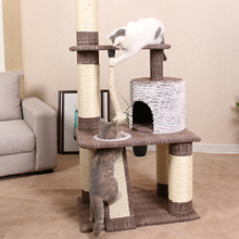 Cardboard Cat Tree House, Plush Fur Cat Craft Delux Cat Tree With Scratching Board