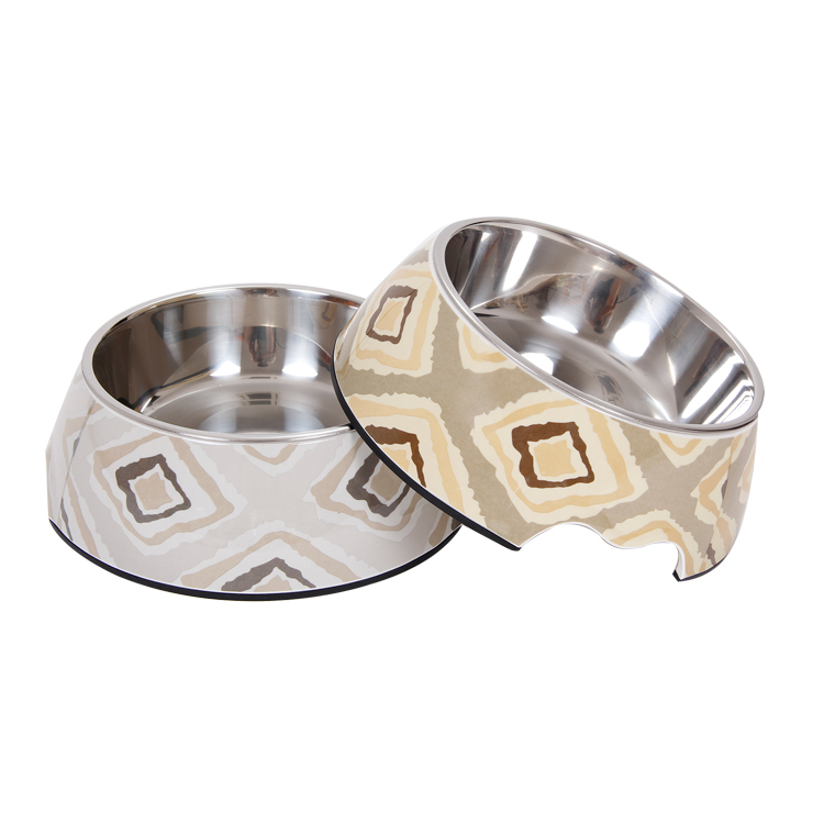 Wholesale Removable Stainless steel and Melamine Prevent Slippery Pet Bowl for Cats and Dogs