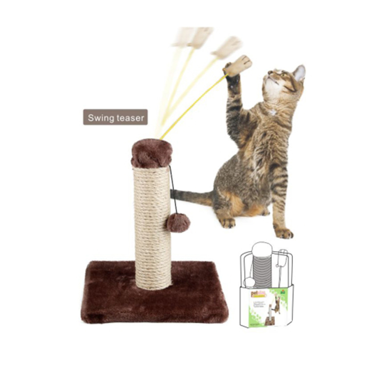 Private Label Pet Products Scratching Post Cat Tree With Sticker Toy