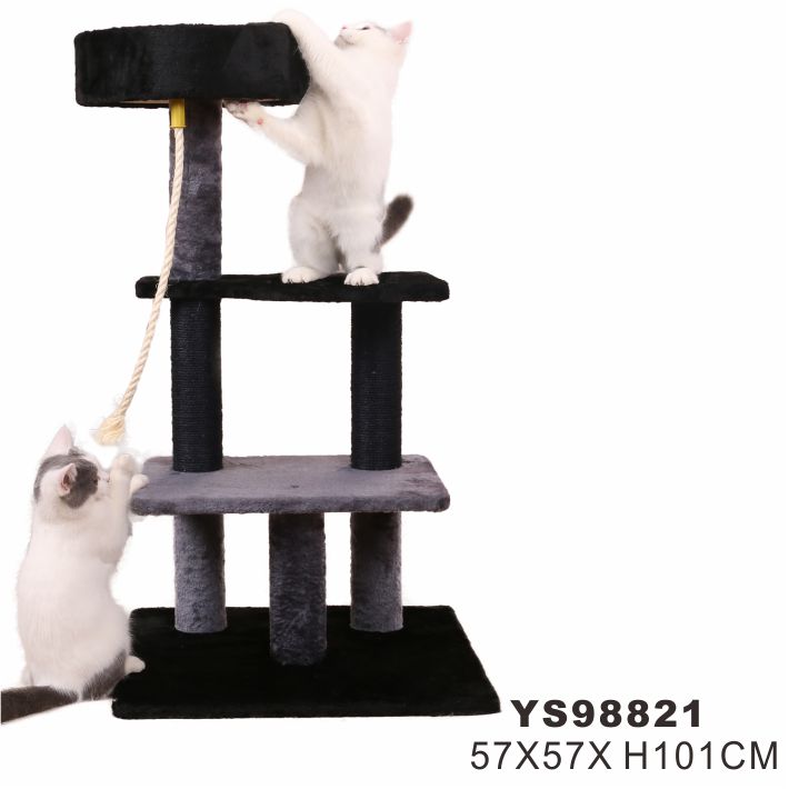 Factory Oem Plush Fur Scratching Post Cat Activity Tree With Platforms