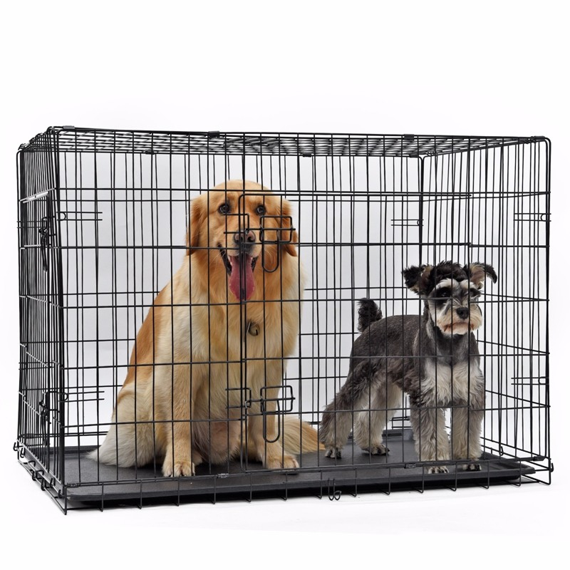 Black Metal Kennel Mesh Pet Dog Cage For Sale Cheap With Plate