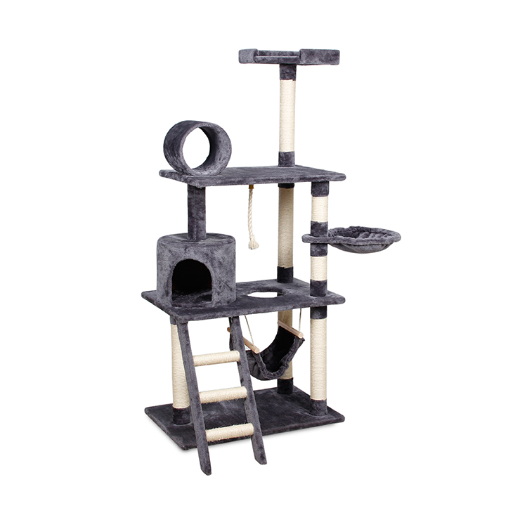 High Stability Multi-functional Board Cat Scratcher Tree House With Hammock