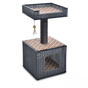 Comfortable Latest Style Stable Rattan Cat Tree, Durable Cat Scratching Tree