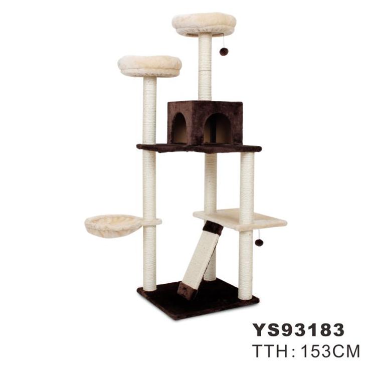 OEM Soft Plush Fabric High Quality Outdoor Cat House,Multi-level Condo Large Cat Tree House