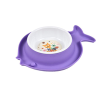 Purple Fish Shape Pet Silicone Feeding Cat Food Bowl