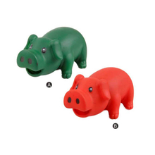 Christmas Pet Vinyl Toy Assorted Green Red Color Pig Shaped Sound Soft Pet 