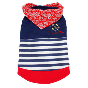 Sailor's Striped Shirt Casual Pullover Shirt A Red Honor Scarf Pet Dog Apparel