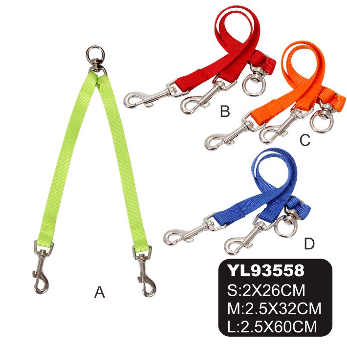 Manufacture Sell Custom Wholesale Double Dual Nylon Dog Leash