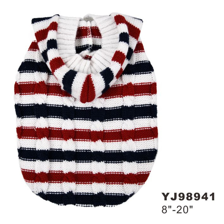 Pet Clothes Supply Warm Cute Stripe Dog Hoodie Sweater