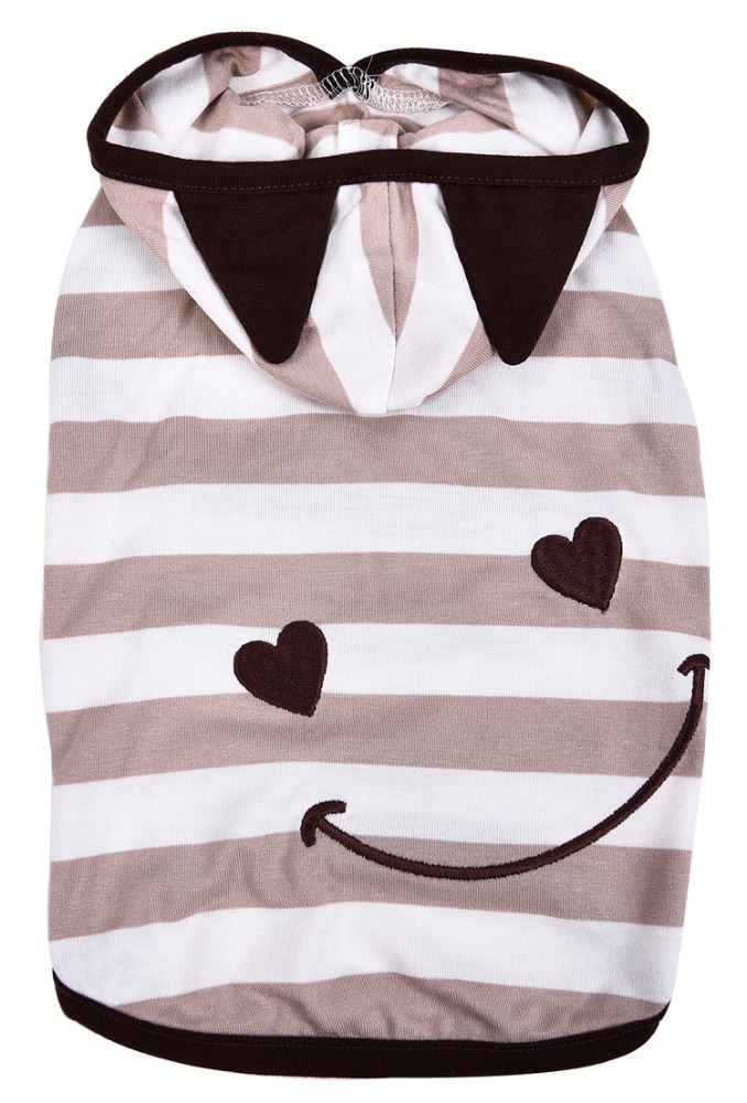 Spring Summer Apparel Cute Striped Hoodie Smile Face Puppy Clothes