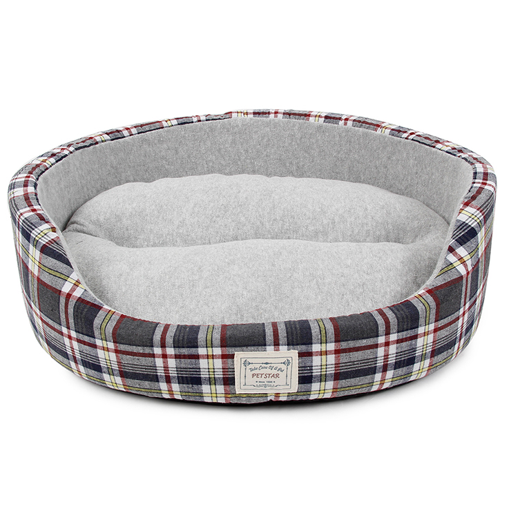 Customized Plaid Plush Orthopedic Pet Cat Bed