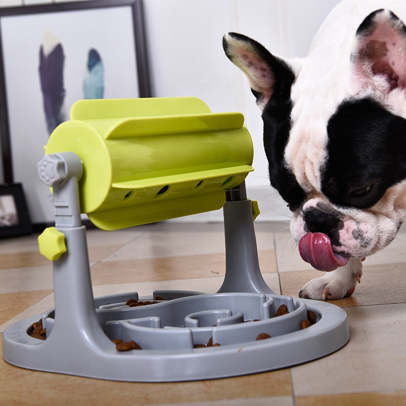 Plastic Automatic Smart Dog IQ Training Slow Pet Bowls Feeder