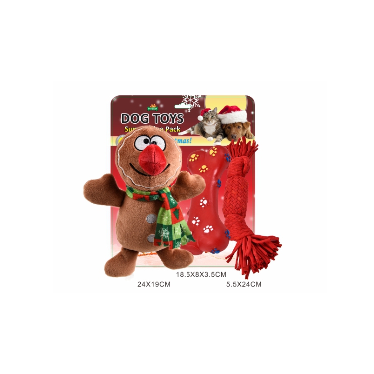 Wholesale 6 Pack Chew Teething Plush Christmas Pet Dog Toy Set