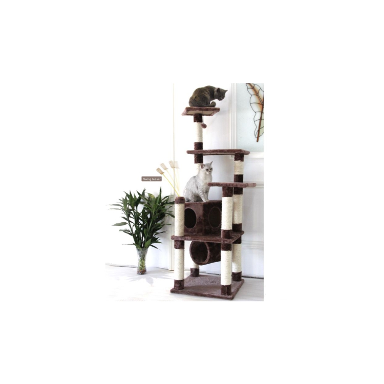 Brown Climbing Scratcher Cat Tree, Large Cat Tower,Cat Tree House