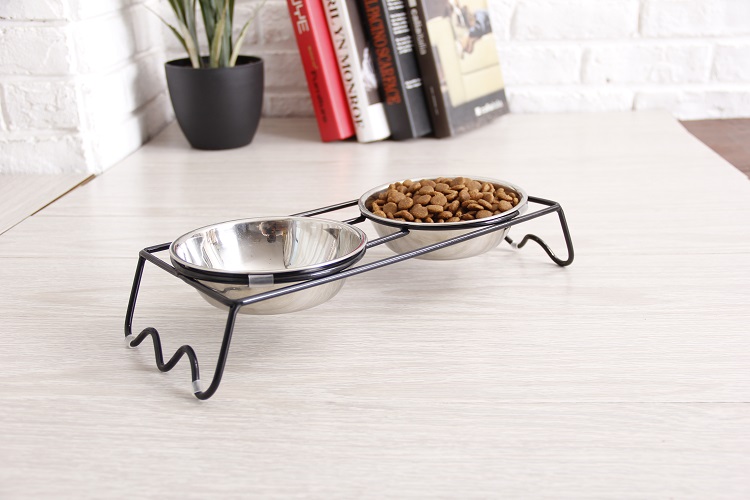 Double Elevated 2 Pet Dog Bowl Stainless Steel