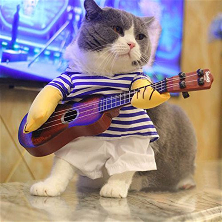 Pet Guitar Player Dog Costumes, Halloween Cosplay Party Funny Dog Clothes, Christmas Fashion Pet Clothes