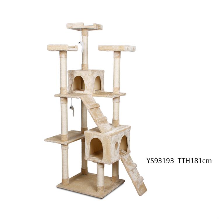Custom Soft Plush Fabric Condo Sisal Cat Scratcher Tree,Multi-level Large Cat Tree Tower,Cat Trees For Large Cats