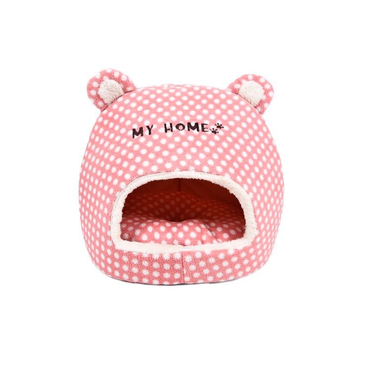 Lovely Polka Dot Short Plush Cute Super Soft Self Warm Pet Bed