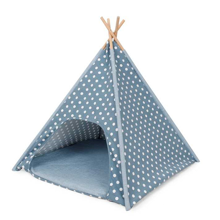 Navy Wave Point Foldable Dog Pet Camping Tents