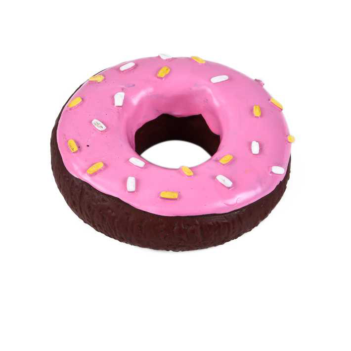 ODM Vinyl Pets Food Pinks Donut Dog Toys with Squeak Inside