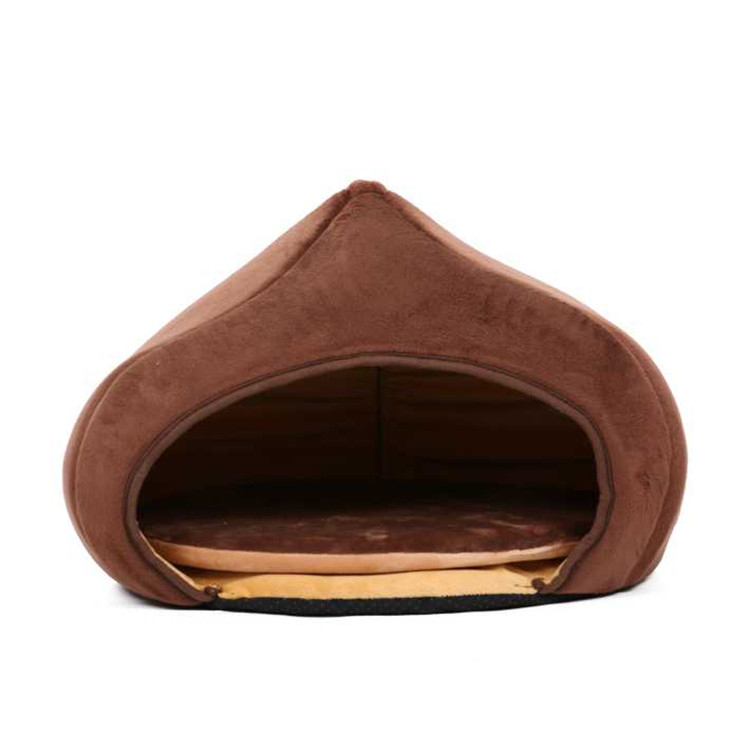 Factory Sale Nut Shape Cozy Dog Cave Bed With Removable Cushion