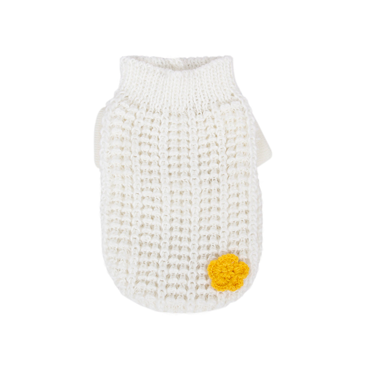 New Winter Hand Knitted Organic White Dog Sweater