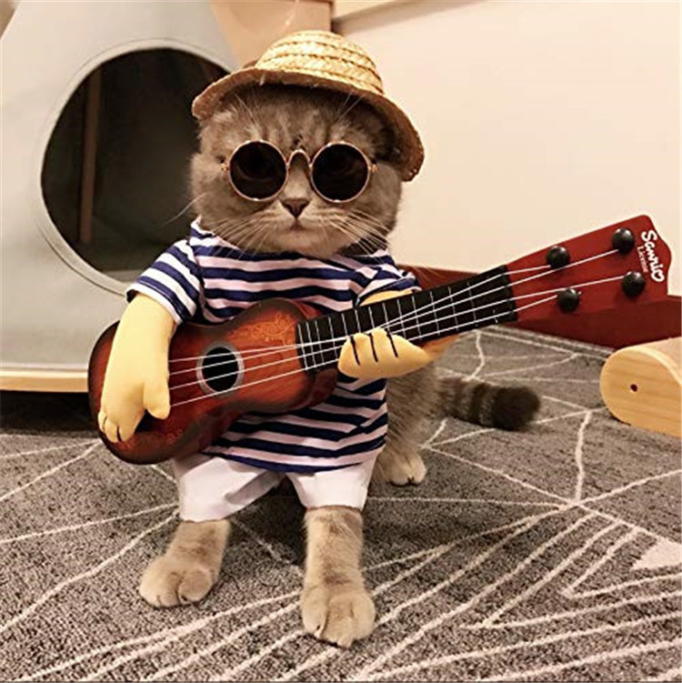 Pet Guitar Player Dog Costumes, Halloween Cosplay Party Funny Dog Clothes, Christmas Fashion Pet Clothes