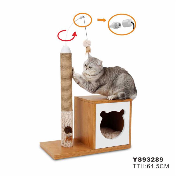 Natural Sisal Scratching Post Cat Scratcher Toy,Wood Cat Furniture Tree,Climbing Cat Scratcher