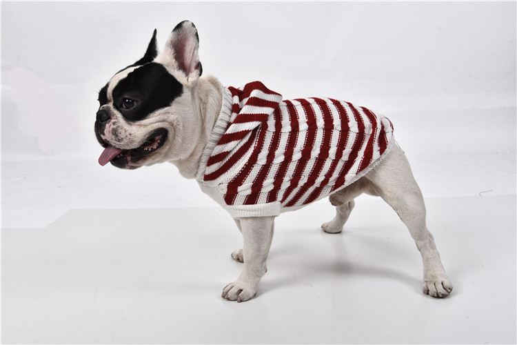 Pet Clothes Supply Warm Cute Stripe Dog Hoodie Sweater