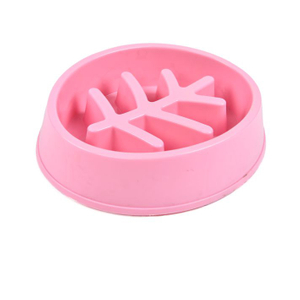 Anti Choke Plastic Pet Feeder Slow Down Eating Pink Dog Bowl