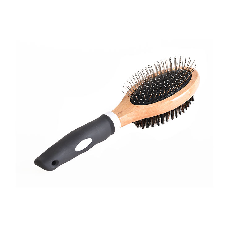 Wooden TPR Double-side Brush Pet Grooming Brush