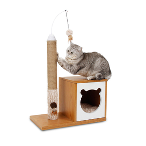 Natural Sisal Scratching Post Cat Scratcher Toy,Wood Cat Furniture Tree,Climbing Cat Scratcher