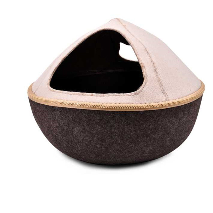 Wholesale Winter Warm Pet Felt Cat Beds With Cat Window