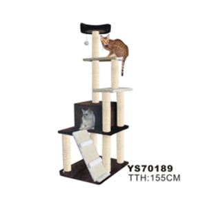 Wear And Scratch Resistance Cat Tree Furniture Beige Floor To Ceiling Cat Tree For Big Cats