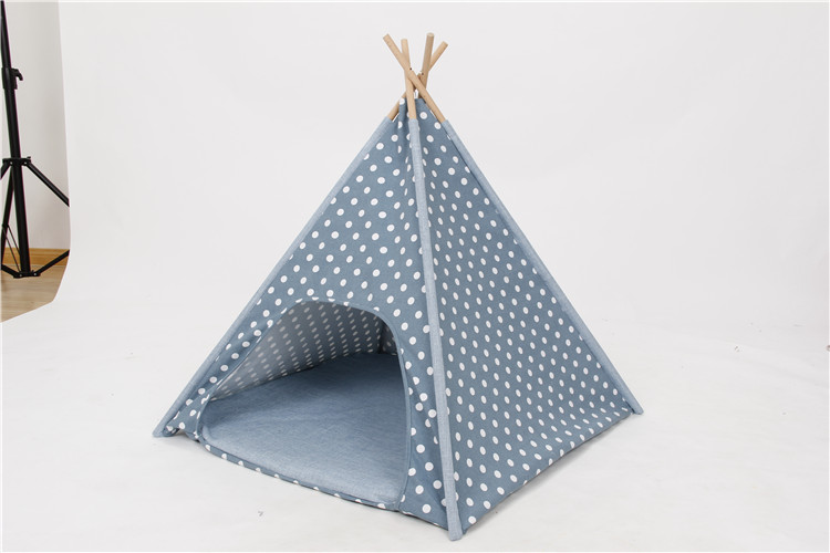 Navy Wave Point Foldable Dog Pet Camping Tents