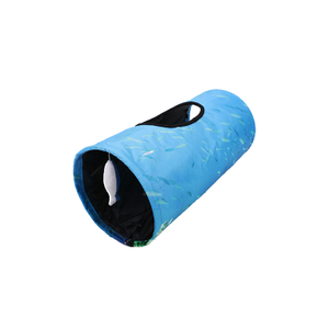 Crinkle Inside Classic Ocean Printed Cat Tunnel for Medium and Large Cats