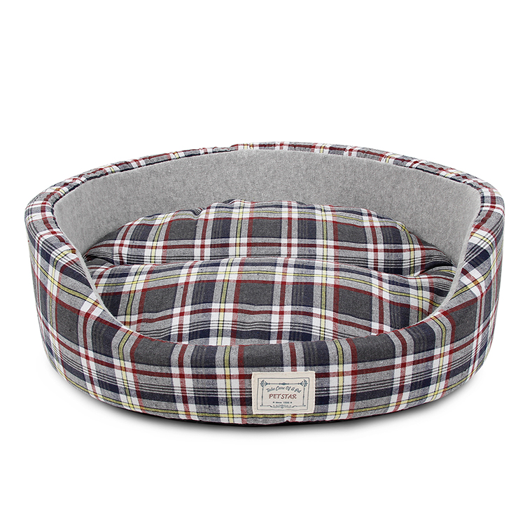 Customized Plaid Plush Orthopedic Pet Cat Bed