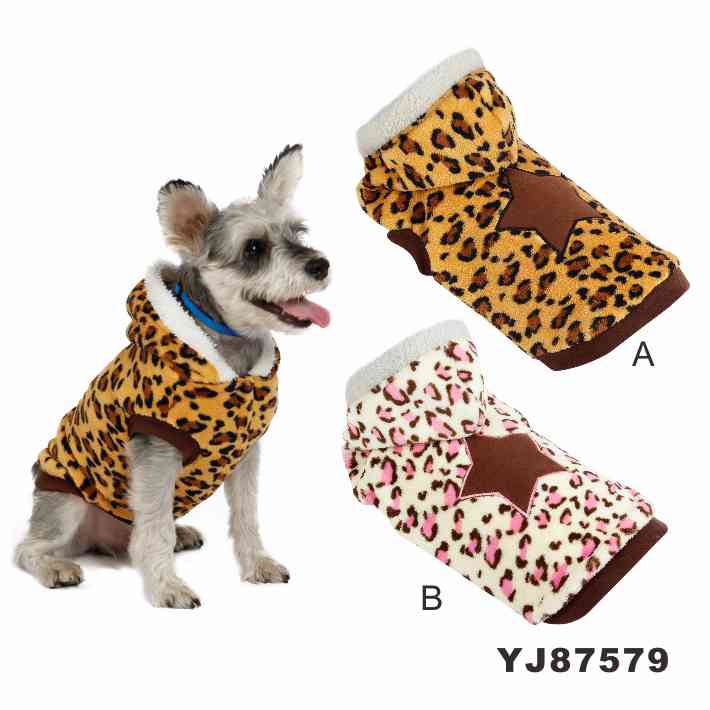 Hot Sale Warm Leopard Print Dog Winter Clothes With Hat