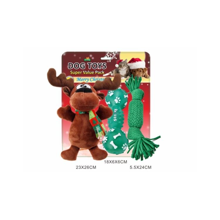 Custom Professional Pet Christmas Rope Dog Toy With Squeaker Inside