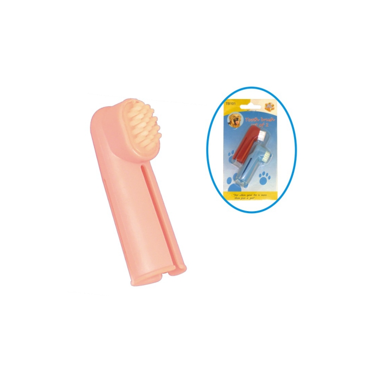 Pink PVC Pet Dog Finger Toothbrush