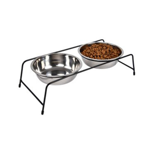 Safe High Quality Pet Double Feeder Dog Bowl With Stainless Steel