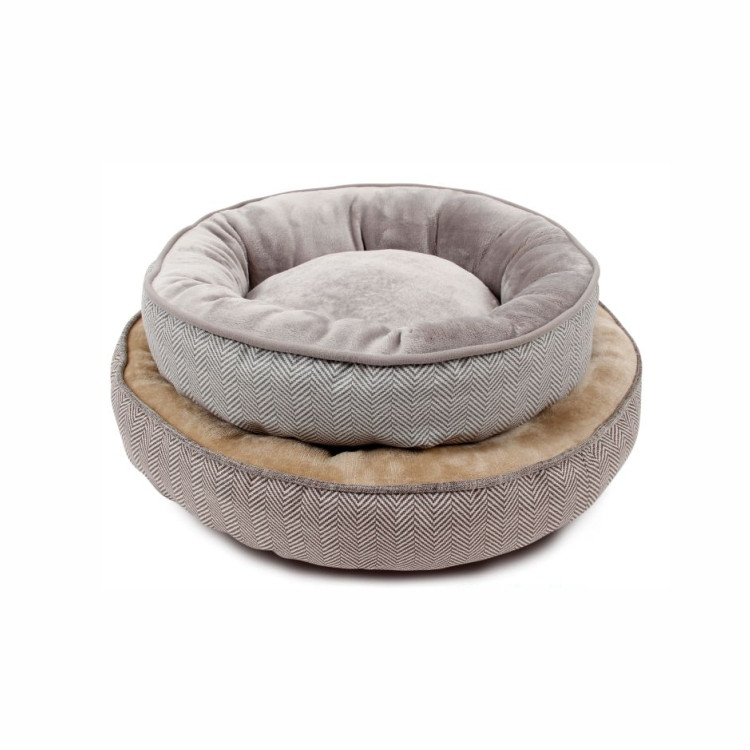 New Product Different Sizes Grey Dog Round Short Plush Comfortable Pet Bed
