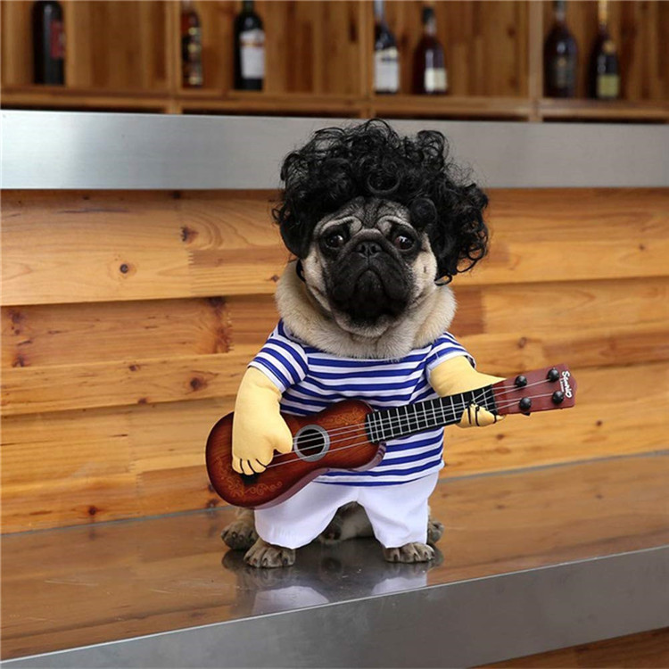 Pet Guitar Player Dog Costumes, Halloween Cosplay Party Funny Dog Clothes, Christmas Fashion Pet Clothes