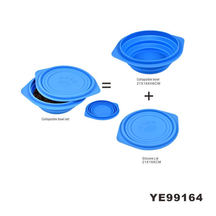 Fashion Portable Custom Blue Slow Eating Travel Folding Collapsible Dog Bowl